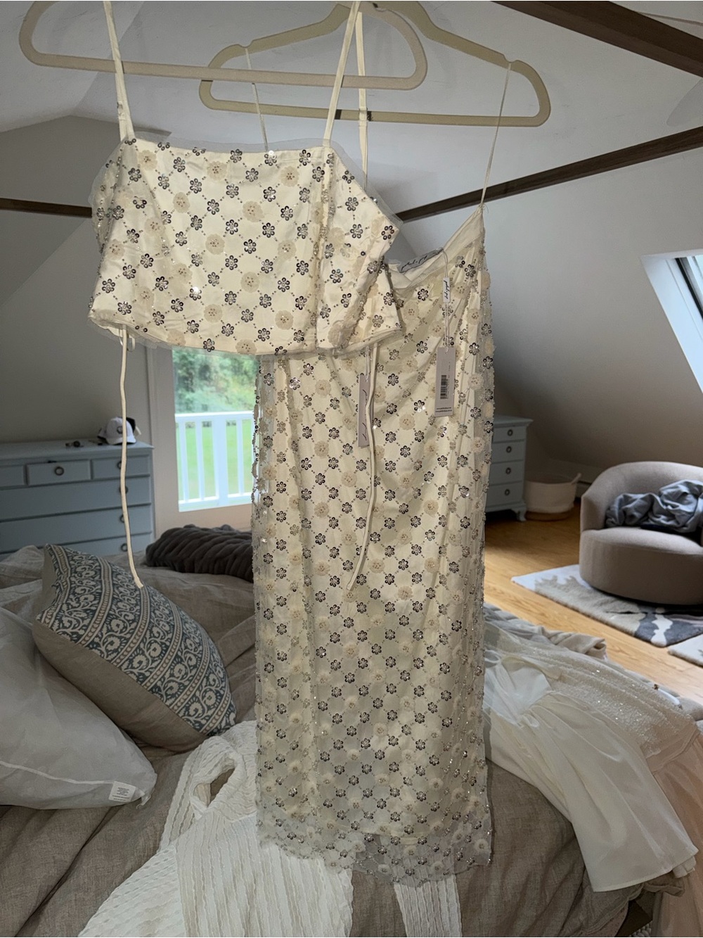 Petal & Pup Cream Floral Eyelet Midi Dress